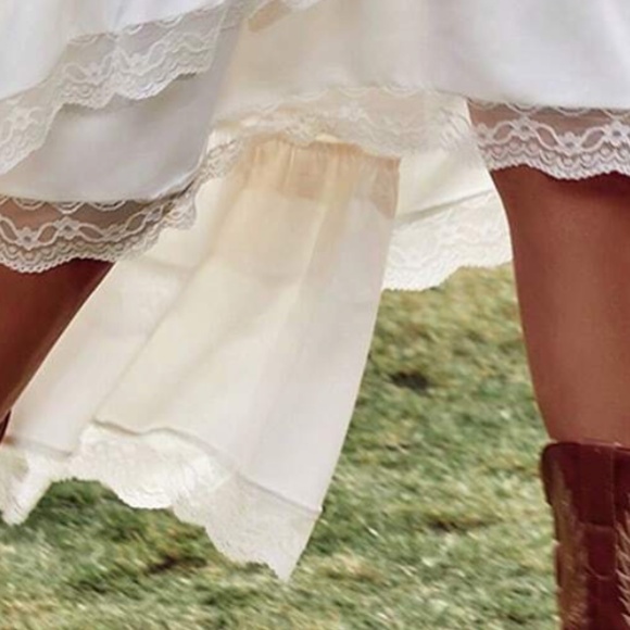 Boho White lace High low Stretchy Waist Maxi Skirt - Picture 6 of 10